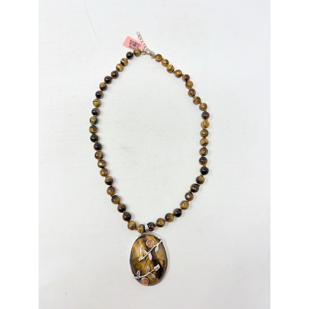 Shop LC South African Tigers Eye/Simulated Orange Cats Eye Necklace Pendant 5576